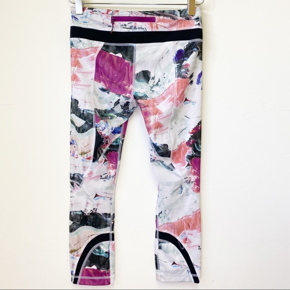 LULULEMON Run Inspire Crop Leggings pigment wave 4 printed yoga - Picture 9 of 13